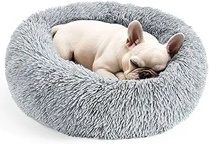Hoewina Calming Donut Bed for cats and small dogs - Light Grey