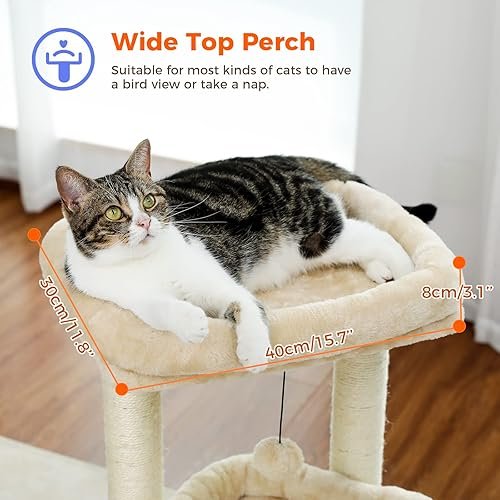 PEQULTI Cat Tree Cat Tower for Indoor Cats with — shown in a real home setting for scale