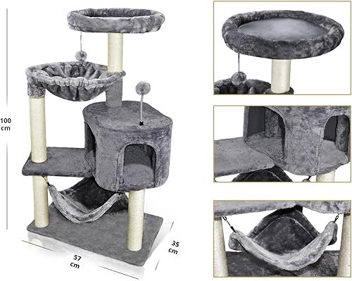 YUNIQUE Cat Tree with Cat Condo and Big Hammock — lifestyle photo