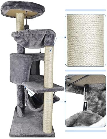 YUNIQUE Cat Tree with Cat Condo and Big Hammock — texture and fabric close-up