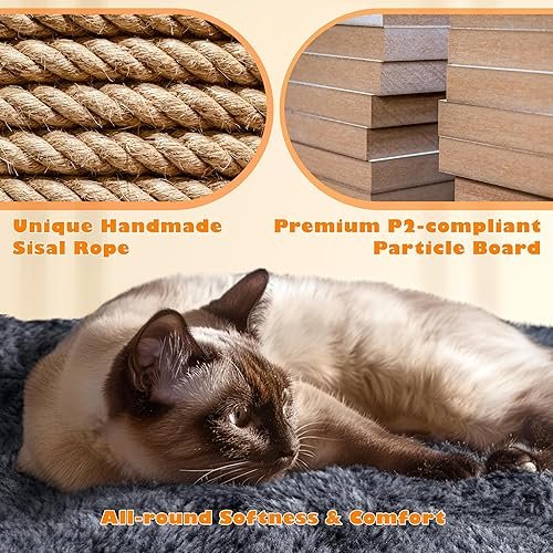 Yaheetech 62.5inches Cat Tree Cat Tower Cat Condo with — texture and fabric close-up