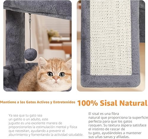 YOUPET Cat Tree with Cat Scratching Post for Indoor — close-up of materials and construction quality