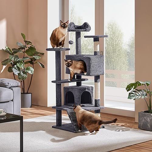Yaheetech 54in Cat Tree — shown in a real home setting for scale