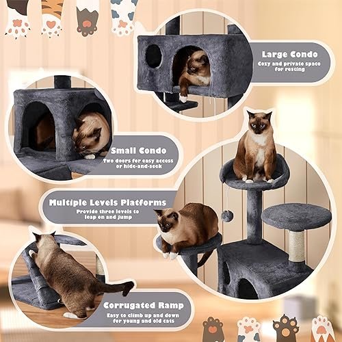 Yaheetech 54in Cat Tree — top-down angle highlighting key features