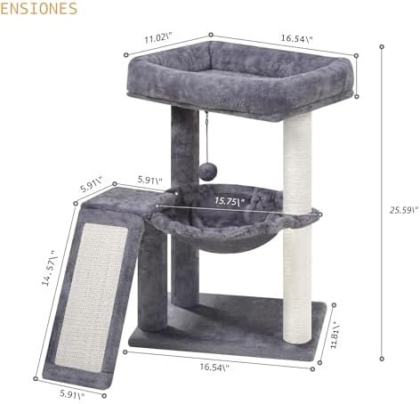 YOUPET Cat Tree with Cat Scratching Post for Indoor — top-down angle highlighting key features