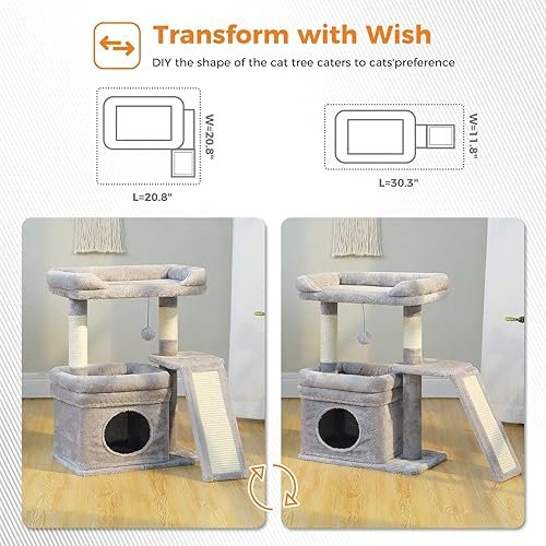 PEQULTI Small Cat Tree Tower for Large Adult Cats with — alternate color or size variant on Amazon