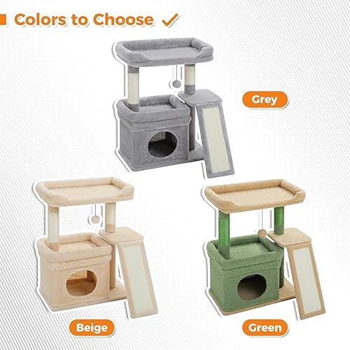 PEQULTI Small Cat Tree Tower for Large Adult Cats with — texture and fabric close-up