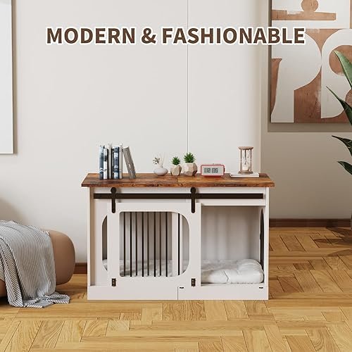 XL Dog Kennel Furniture,39.4 Inch Farmhouse Crate — texture and fabric close-up