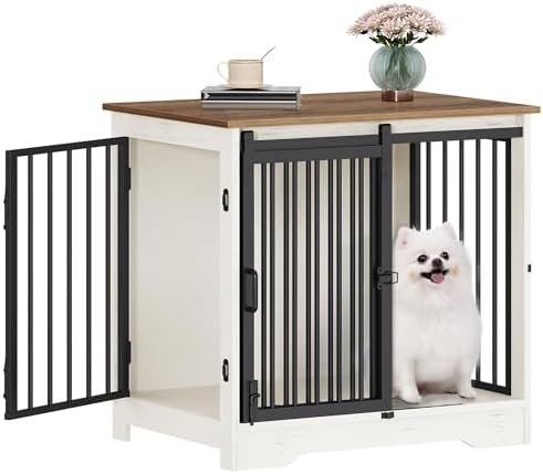 XL Dog Kennel Furniture,39.4 Inch Farmhouse Crate — lifestyle photo