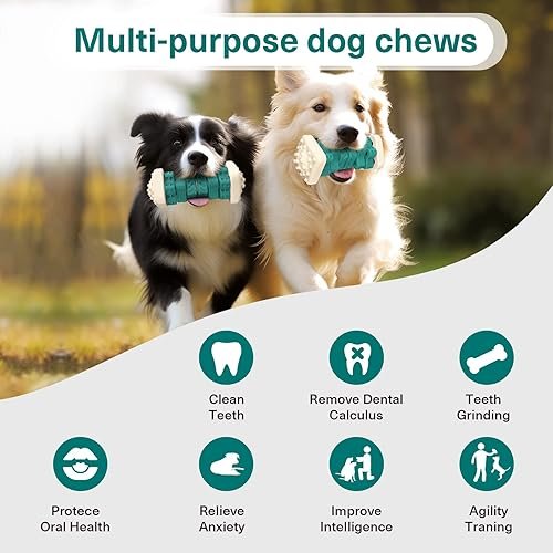 Pceotllar Indestructible Dog Chew Toys, Interactive — side view showing full product dimensions