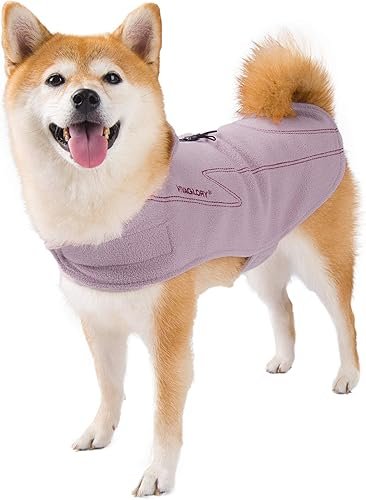 VIVAGLORY Dog Fleece Coat Warm Jacket with Hook and — top-down angle highlighting key features