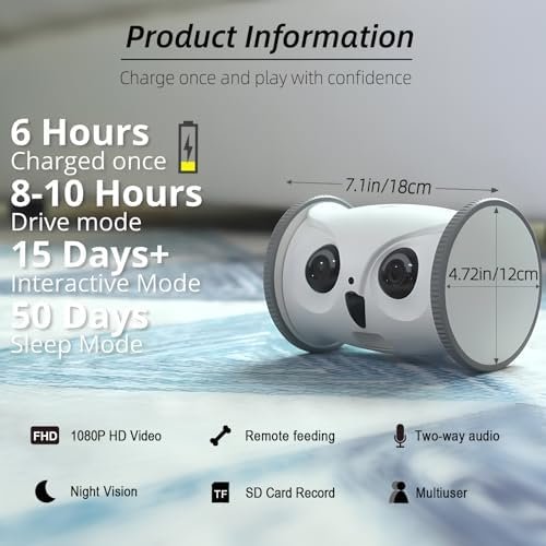 Owl Robot,Pet Camera Treat Dispenser Interactive Toy — detail view