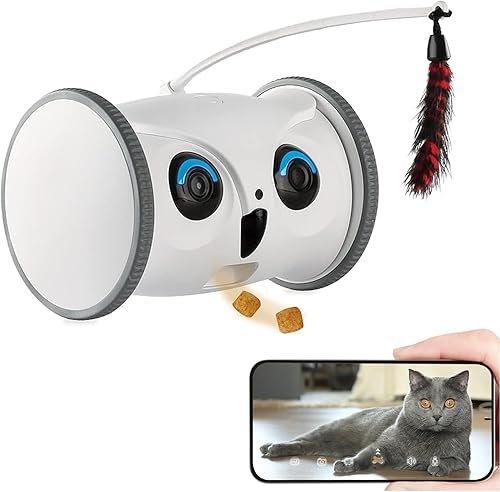 Owl Robot,Pet Camera Treat Dispenser Interactive Toy — shown in a real home setting for scale