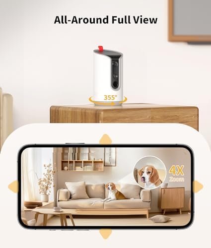 2K Pet Camera Treat Dispenser — top-down angle highlighting key features