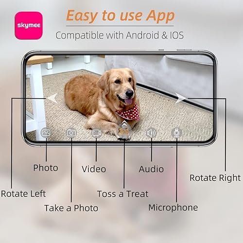 Petalk AI II Dog Camera Automatic Treat Dispenser — side view showing full product dimensions
