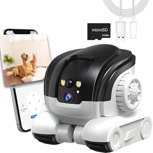 Pet Camera Treat Dispenser — side view showing full product dimensions