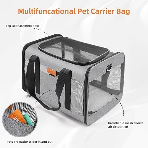 YUNIQUE Soft-Sided Cat & Dog Carrier for Pets Up to 15 — close-up of materials and construction quality