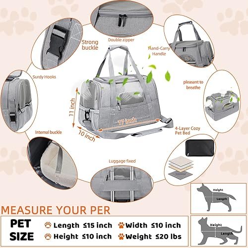 Pet Carrier Bag Airline Approved Up for Cats and Dogs — alternate angle