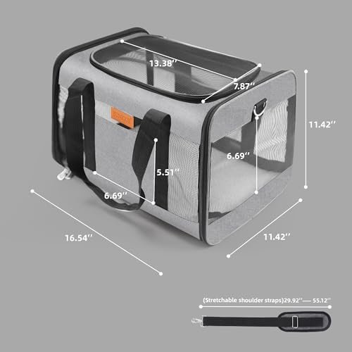 YUNIQUE Soft-Sided Cat & Dog Carrier for Pets Up to 15 — top-down angle highlighting key features
