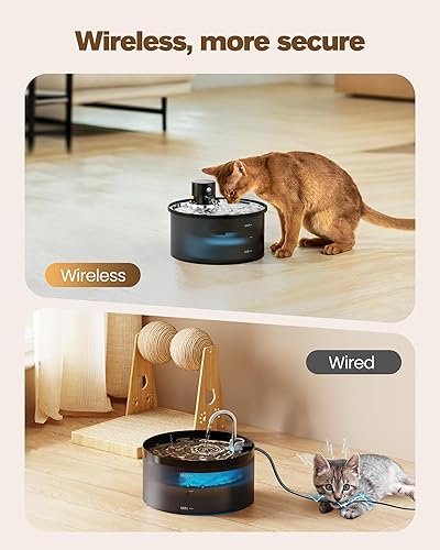 Wireless Cat Water Fountain Cordless: Battery Operated — shown in a real home setting for scale