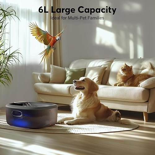 WOPET Dog Water Fountain for Large Dogs — side view showing full product dimensions