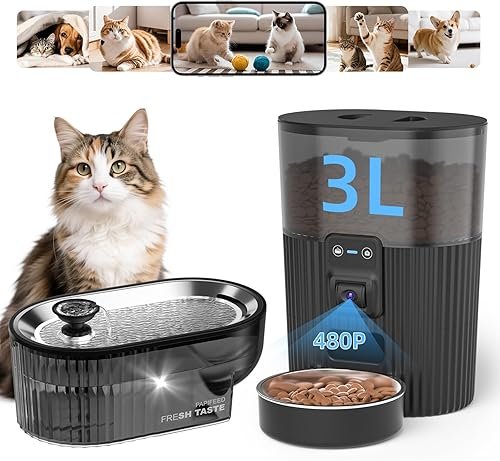 PAPIFEED Automatic Cat Feeder with Camera with 84 — close-up of materials and construction quality