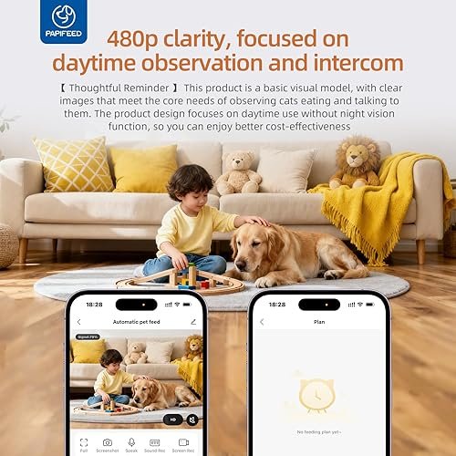 PAPIFEED Automatic Cat Feeder with Camera with 84 — top-down angle highlighting key features