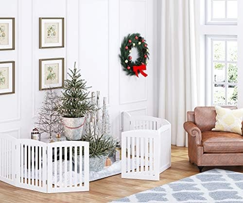 PAWLAND Wooden Freestanding Foldable Pet Gate for Dogs — bottom and base construction detail