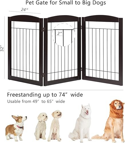 PAWLAND 72” Extra Wide Dog Gate for The House — side view showing full product dimensions