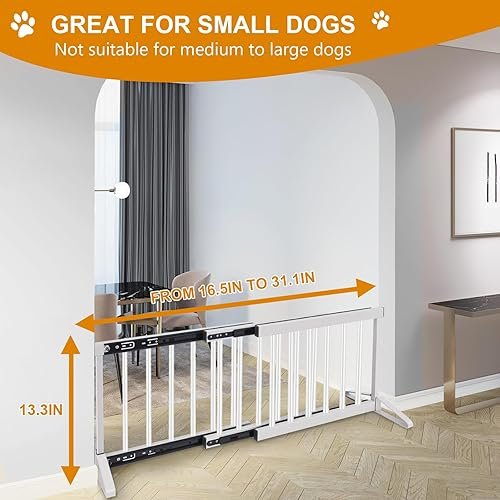 White Metal Dog Gate for Small Dogs — close-up of materials and construction quality
