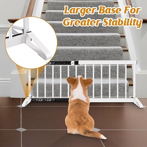 White Metal Dog Gate for Small Dogs — shown in a real home setting for scale