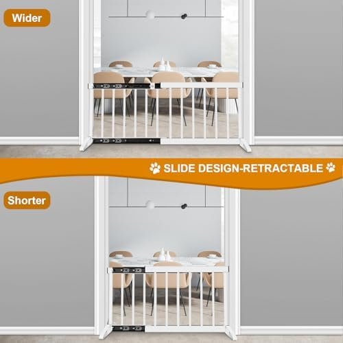 White Metal Dog Gate for Small Dogs — top-down angle highlighting key features