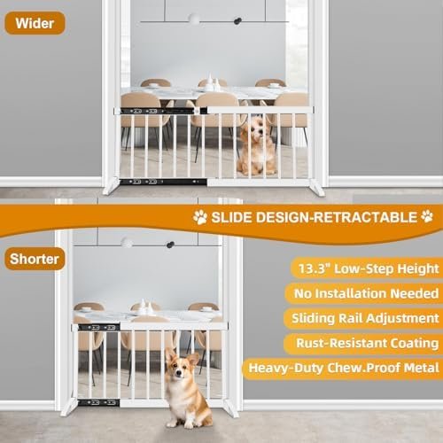 White Metal Dog Gate for Small Dogs — bottom and base construction detail