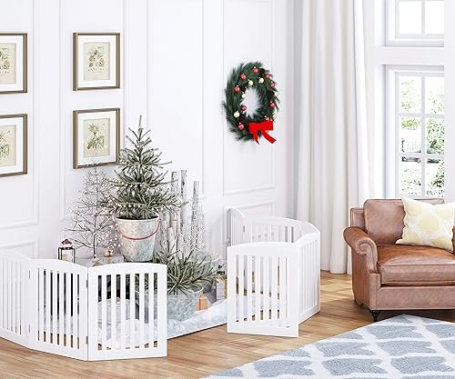 PAWLAND Wooden Freestanding Foldable Pet Gate for Dogs — close-up of materials and construction quality