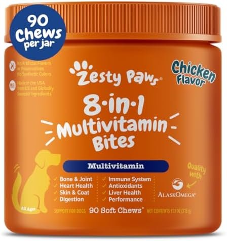 Zesty Paws Dog Multivitamin — shown in a real home setting for scale