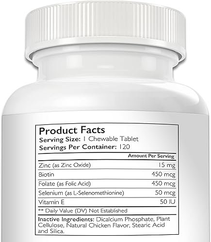 Zinc for Dogs to Support Healthy Skin & Coat — side view showing full product dimensions