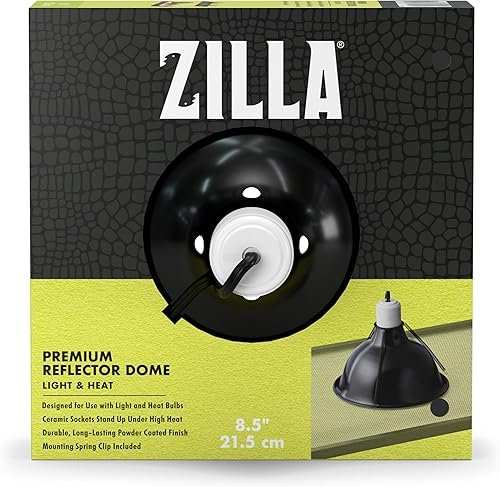 Zilla Pet Reptile Premium Heat Lamp Reflector Dome — top-down angle highlighting key features